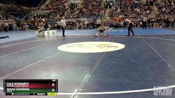 107 lbs Cons. Round 2 - Cale Schwartz, Bowman County/Beach vs Isaiah Hackman, Velva