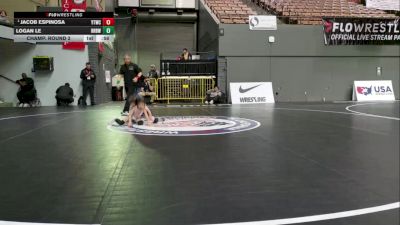 Bantam - 43 lbs Quarters - Jacob Espinosa, Yucaipa Thunder Wrestling Club vs Logan Le, RBWC (Rancho Bernardo Wrestling Club)