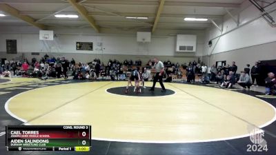 83 lbs Cons. Round 3 - Aiden Salindong, Durham Wrestling Club vs Cael Torres, Joseph Kerr Middle School