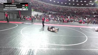 105 lbs Cons. Round 3 - Treya Schadrie, Seymour Area Wrestling Club vs Sarah Nordness, Lake Mills Mat Club