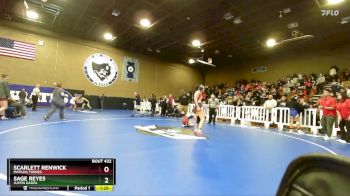 130 lbs Quarterfinal - Scarlett Renwick, Matilda Torres vs Sage Reyes, Justin Garza