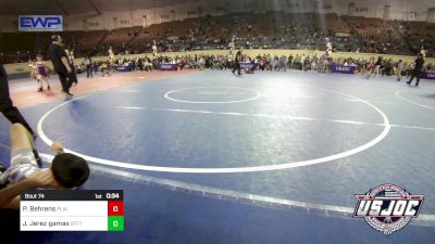 90 lbs Consi Of 4 - Parks Behrens, Plainview Youth Wrestling Club vs Joshua Jerez Gamas, Standfast