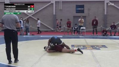 157 lbs Cons. Round 3 - Tyler Russ, Norwich vs Devin Rivet, Johnson & Wales (RI)