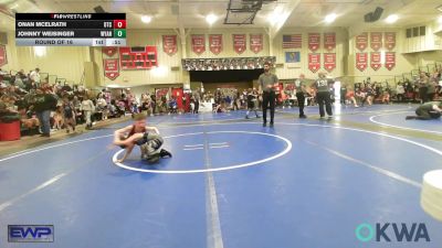 49 lbs Round Of 16 - Onan McElrath, Owasso Takedown Club vs Johnny Weisinger, Wyandotte Youth Wrestling