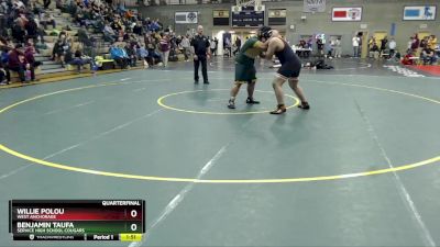 285 lbs Quarterfinal - Benjamin Taufa, Service High School Cougars vs Willie Polou, West Anchorage