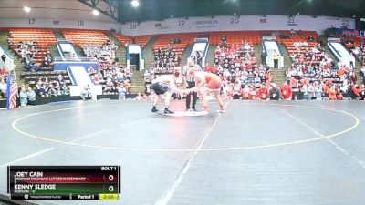 215 lbs Quarterfinals (8 Team) - Kenny Sledge, Hudson vs Joey Cain, Saginaw Michigan Lutheran Seminary