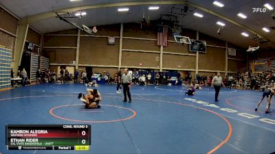 125 lbs Cons. Round 5 - Ethan Rider, Cal State Bakersfield - Unatt vs Kamron Alegria, Western Wyoming