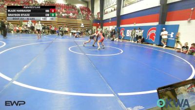 92 lbs Consi Of 8 #2 - Blaze Harbaugh, HURRICANE WRESTLING ACADEMY vs Grayson Stultz, Caney Valley Wrestling
