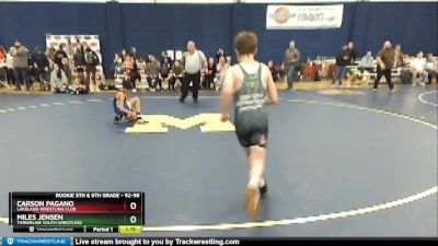 92-98 lbs Round 4 - Carson Pagano, Lakeland Wrestling Club vs Miles Jensen, Timberline Youth Wrestling