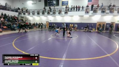 98 lbs Cons. Semi - Zavier Heater, Lovell Middle School vs Tucker McDonald, Powell Middle School