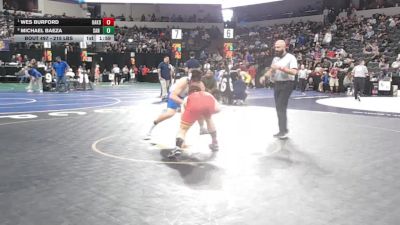 215 lbs Quarterfinal - Wes Burford, Oakdale (SJ) vs Michael Baeza, San Dimas (SS)