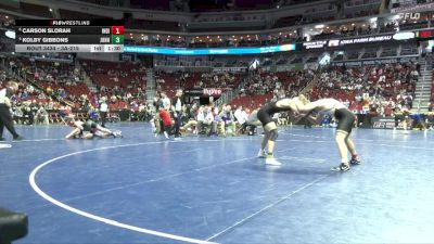 3A-215 lbs Quarterfinal - Carson Slorah, Indianola vs Kolby Gibbons, Johnston