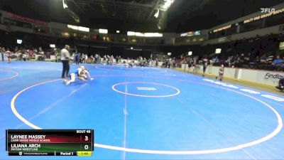 93 lbs Quarterfinal - Liliana Arch, Payson Wrestling vs Laynee Massey, Camp Verde Middle School