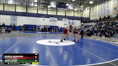 285 lbs 1st Place Match - KAMRYN WOODFORK, Wasilla High School vs JAMES LACKEY, Wasilla High School