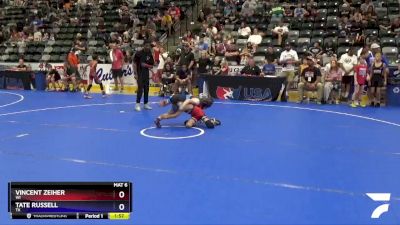 67 lbs Champ. Round 1 - Vincent Zeiher, WI vs Tate Russell, TX