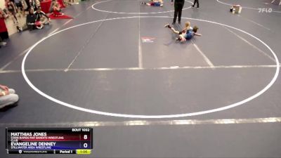 Cons. Round 1 - Matthias Jones, Coon Rapids Mat Bandits Wrestling Club vs Evangeline Denney, Stillwater Area Wrestling