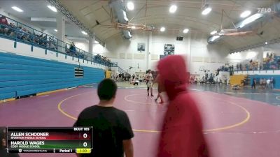 220 lbs Round 3 - Allen Schooner, Riverton Middle School vs Harold Wages, Cody Middle School