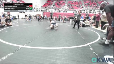 58 lbs 3rd Place - Beckham Wren, Lions Wrestling Academy vs Matias Chay, Harrah Little League Wrestling
