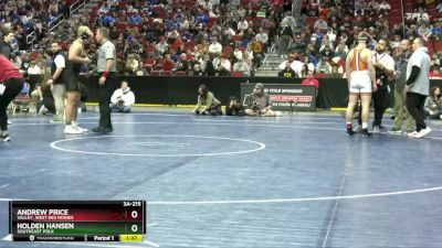 3A-215 lbs Semifinal - Andrew Price, Valley, West Des Moines vs Holden Hansen, Southeast Polk