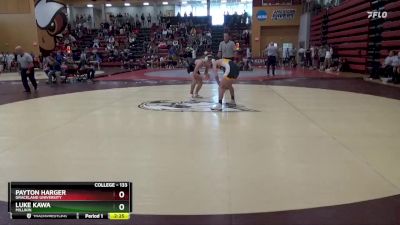 133 lbs Cons. Round 3 - Payton Harger, Graceland University vs Luke Kawa, Millikin