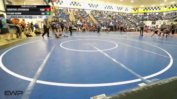 43 lbs Quarterfinal - Weston Atkinson, Ponca City Wildcat Wrestling vs Tyler Korb, Vinita Kids Wrestling