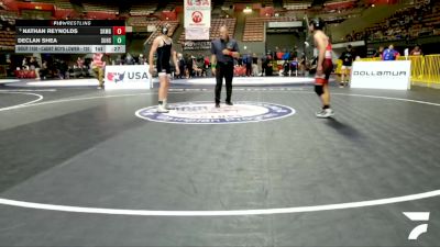 Cadet Boys Lower - 120 lbs Cons. Semis - Noah Moylan, Poway Wrestling vs Aidan Jeong, Castro Valley High School Wrestling