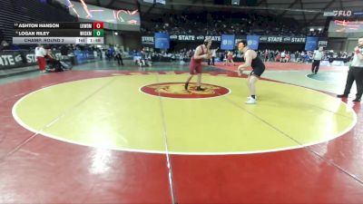 Boys 2A 215 lbs Champ. Round 2 - Ashton Hanson, Lakewood vs Logan Riley, West Valley (Spokane)