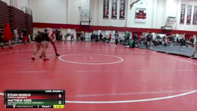 197 lbs Cons. Round 3 - Matthew Ager, Southwestern Oregon Community College vs Ethan Ensrud, Linfield University