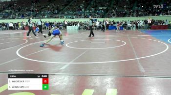 118 lbs Consi Of 8 #1 - Logan Woodcock, Deer Creek Middle School vs KOLBY WICKHAM, Jay Wrestling Club