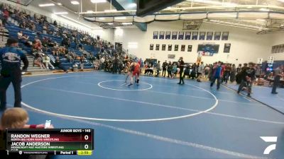 145 lbs Champ. Round 1 - Randon Wegner, North Big Horn Rams Wrestling vs Jacob Anderson, Moorcroft Mat Masters Wrestling Club