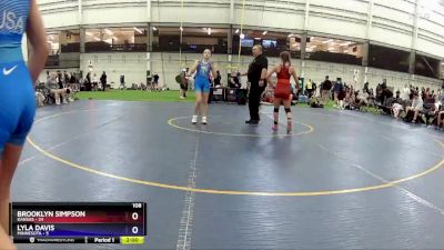 108 lbs Round 2 (4 Team) - Brooklyn Simpson, Kansas vs Lyla Davis, Minnesota