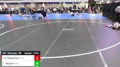 5th - 6th grade - 98 Champ. Round 1 - Lukas Reuter, Iowa vs August Wagaman, Pack 732 Wrestling Academy