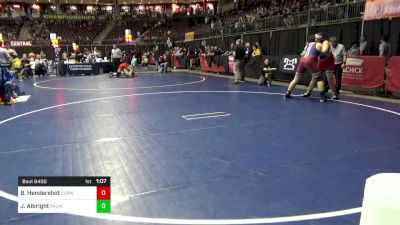 250 lbs Quarterfinal - Brooks Hendershot, Curwensville vs Jayson Albright, Palmyra