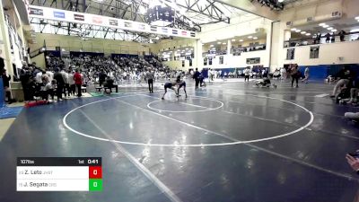 107 lbs Consi Of 16 #2 - Zachary Leto, Jesuit High School - Tampa vs John Segata, Council Rock South