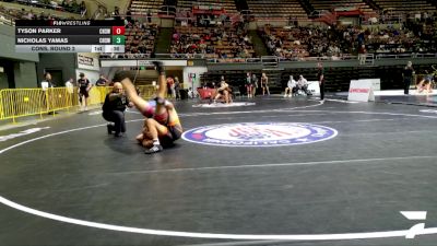 Junior Boys - 165 lbs Cons. Round 2 - Nicholas Yamas, Coalinga High School Wrestling vs Tyson Parker, Chico High School Wrestling