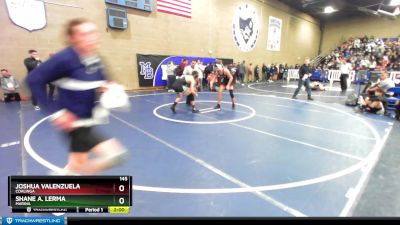 145 lbs Champ. Round 1 - Joshua Valenzuela, Coalinga vs Shane A. Lerma, Marina