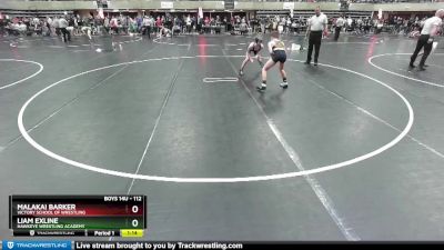 112 lbs Cons. Round 3 - Malakai Barker, Victory School Of Wrestling vs Liam Exline, Hawkeye Wrestling Academy