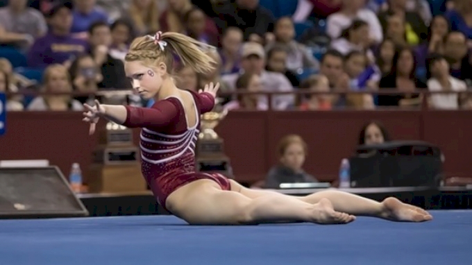 Haley Scaman of Oklahoma on floor during Perfect R