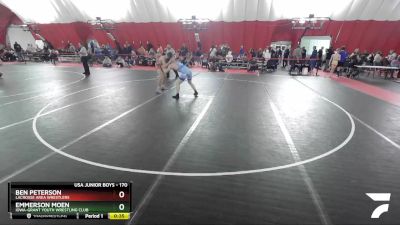170 lbs Cons. Round 2 - Ben Peterson, LaCrosse Area Wrestlers vs Emmerson Moen, Iowa-Grant Youth Wrestling Club