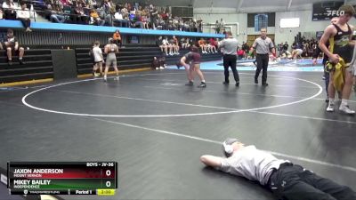 JV-36 lbs Round 2 - Jaxon Anderson, Mount Vernon vs Mikey Bailey, Independence