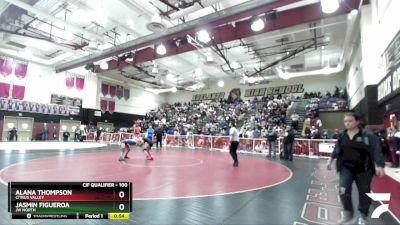 100 lbs 7th Place Match - Alana Thompson, Citrus Valley vs Jasmin Figueroa, JW North