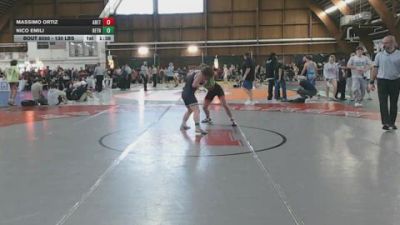 130 lbs 5th Place - Massimo Ortiz, Arete Wrestling Academy vs Nico Emili, Bethlehem Catholic
