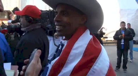 Meb Keflezghi after winning in PR at 2012 Olympic Marathon Trials