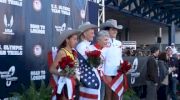 Team USA Ladies on the stage with cowboy hats after 2012 Olympic Marathon Trials
