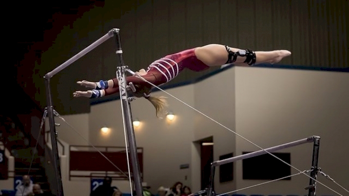 Rebecca Clark on bars for Oklahoma