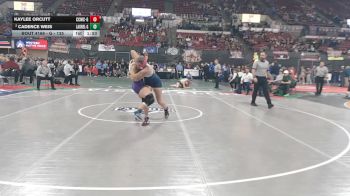 G - 135 lbs Champ. Round 2 - Kaylee Orcutt, Custer Co. (Miles City) (Girls) vs Cadence Weis, Laurel (Girls)