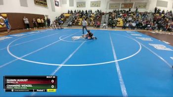 91 lbs Champ. Round 1 - Shawn August, Greybull MS vs Channing Wenzel, Powell Middle School