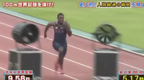 Justin Gatlin Ran 9.45 With Crazy Wind-Aid on Japanese TV