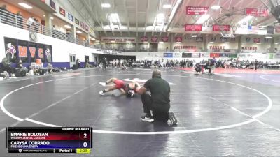 116 lbs Champ. Round 1 - Emarie Bolosan, William Jewell College vs Carysa Corrado, Friends University