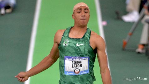 Ashton Eaton Completes Long Jump After Being Hit in the Head By PV Bar